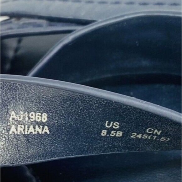 Coach Woman ARIANA Blue Leather Open Toe Low Block Heel Slide Sandals Sz 8.5 B - Picture 12 of 16